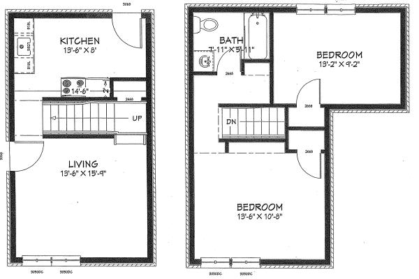 Maple Wood Townes 2 bedroom Floor Plan